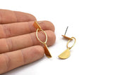 Earring Studs, 2 Gold Plated Brass - Geometric Earrings - Gold Earrings - Earrings (46mm) SY0329