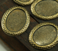 Vintage Cabochon Setting, 50 Antique Bronze Tone Metal Without Holes Cabochon Settings, Jewelry Findings (16x12mm)