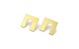 Earring Studs, 8 Raw Brass -  U Shape Earrings - Brass Earrings - Earrings (18x16x0.80mm) A2672