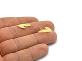 Brass Leaf Earring, 8 Raw Brass Leaf Shaped Stud Earrings, Findings (18x8x0.80mm) A2726