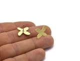 Earring Studs, 8 Raw Brass -  X Shape Earrings - Brass Earrings - Earrings (15x14x0.80mm) A2722