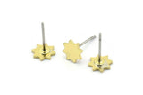 Brass Star Earring, 12 Raw Brass Star Shaped Stud Earrings (7x0.80mm) A2696