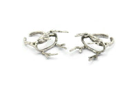 Claw Ring Settings - Antique Silver Plated Brass 4 Claw Ring Blank For Natural Stones V050 H1510