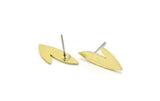 Brass Leaf Earring, 8 Raw Brass Leaf Shaped Stud Earrings, Findings (18x8x0.80mm) A2726