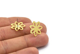 Brass Flower Earring, 8 Raw Brass Flower Shaped Stud Earrings (17x0.80mm) A2693