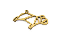 Brass Dog Charm, 5 Raw Brass Dog Charms With 1 Loop (16.5x22x0.9mm) E113