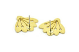 Brass Flower Earring, 8 Raw Brass Flower Shaped Stud Earrings (17x18x0.80mm) A2711
