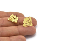 Brass Flower Earring, 8 Raw Brass Flower Shaped Stud Earrings (17x18x0.80mm) A2711