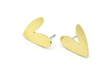 Brass Heart Earring, 8 Raw Brass Heart Shaped Stud Earrings (18x17x0.80mm) A2717