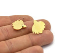 Earring Studs, 8 Raw Brass - Irregular Shaped Stud Earrings - Brass Earrings - Earrings (17x17x0.80mm) A2708