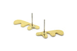 Earring Studs, 8 Raw Brass - Irregular Shaped Stud Earrings - Brass Earrings - Earrings (18x6x0.80mm) A2721