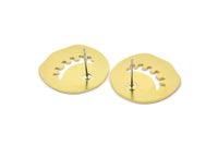 Earring Studs, 6 Raw Brass - Irregular Shaped Stud Earrings - Brass Earrings - Earrings (19x20x0.80mm) A2678