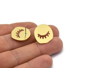 Earring Studs, 6 Raw Brass - Irregular Shaped Stud Earrings - Brass Earrings - Earrings (19x20x0.80mm) A2678