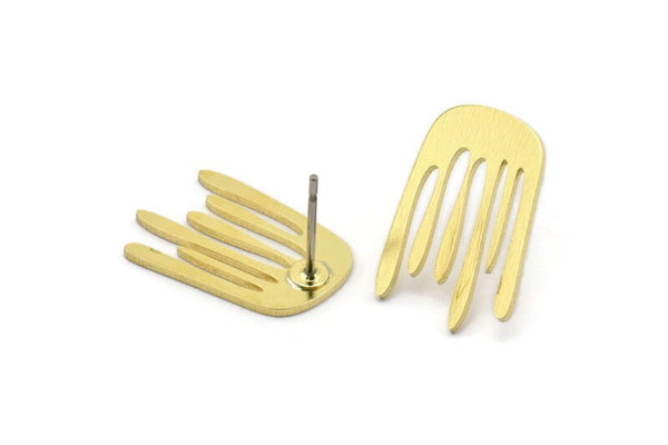 Earring Studs, 8 Raw Brass - Irregular Shaped Stud Earrings - Brass Earrings - Earrings (18x12x0.80mm) A2679