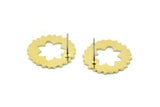Brass Flower Earring, 8 Raw Brass Flower Pattern Irregular Shaped Stud Earrings (18x0.80mm) A2686