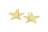 Brass Star Earring, 8 Raw Brass Star Shaped Stud Earrings (16x17x0.80mm) A2698