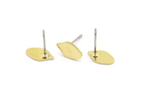 Brass Leaf Earring, 12 Raw Brass Tiny Leaf Shaped Stud Earrings (10x6x0.80mm) M03330 A2879