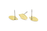 Brass Leaf Earring, 12 Raw Brass Tiny Leaf Shaped Stud Earrings (10x6x0.80mm) M03330 A2879