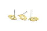 Brass Leaf Earring, 12 Raw Brass Tiny Leaf Shaped Stud Earrings (10x6x0.80mm) M03331 A2876