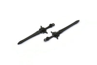 Black Sword Charm, 2 Oxidized Black Brass Sword Charms With 1 Loop, Earrings, Charms Pendants, Findings (46x12mm) N1625 S1179