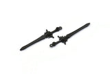 Black Sword Charm, 2 Oxidized Black Brass Sword Charms With 1 Loop, Earrings, Charms Pendants, Findings (46x12mm) N1625 S1179