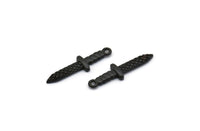 Black Knife Charm, 4 Oxidized Black Brass Knife Charms With 1 Loop (28x7x2mm) N1647 S1178