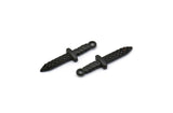 Black Knife Charm, 4 Oxidized Black Brass Knife Charms With 1 Loop (28x7x2mm) N1647 S1178