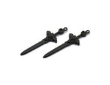 Black Sword Charm, 2 Oxidized Black Brass Sword Charms With 1 Loop, Lion Sword (49x15mm) N1693 S1177