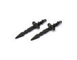 Black Sword Charm, 2 Oxidized Black Brass Sword Charms With 1 Loop, Snake Sword (49x14mm) N1694 S1203