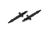 Black Sword Charm, 2 Oxidized Black Brass Sword Charms With 1 Loop, Snake Sword (49x14mm) N1694 S1203