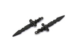 Black Sword Charm, 2 Oxidized Black Brass Sword Charms With 1 Loop, Snake Sword (49x14mm) N1694 S1203