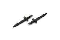 Black Sword Charm, 2 Oxidized Black Brass Sword Charms With 1 Loop, Snake Sword (49x14mm) N1694 S1203