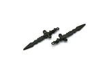 Black Sword Charm, 2 Oxidized Black Brass Sword Charms With 1 Loop, Snake Sword (49x14mm) N1694 S1203