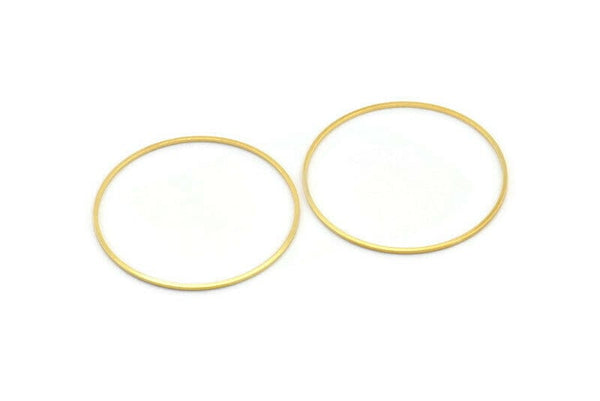 45mm Circle Connector, 12 Gold Tone Brass Circle Connectors (45x1x1mm) D1579