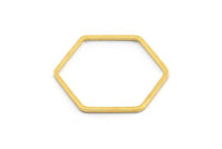 Gold Hexagon Charm, 24 Gold Tone Brass Hexagon Ring Charms, Connectors (25x1mm) D1594