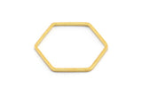 Gold Hexagon Charm, 24 Gold Tone Brass Hexagon Ring Charms, Connectors (25x1mm) D1594
