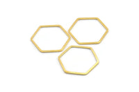Gold Hexagon Charm, 24 Gold Tone Brass Hexagon Ring Charms, Connectors (25x1mm) D1594