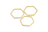 Gold Hexagon Charm, 24 Gold Tone Brass Hexagon Ring Charms, Connectors (25x1mm) D1594