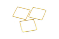 Gold Square Charm, 25 Gold Tone Brass Square Connectors, Charms, Findings (30x1mm) D1512