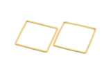 Gold Square Charm, 25 Gold Tone Brass Square Connectors, Charms, Findings (30x1mm) D1512