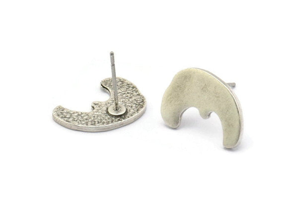 Gümüş Düzensiz Küpe, 4 Antik Gümüş Kaplamalı Pirinç Düzensiz Küpe (16x11x1mm) N1599 H1583