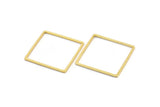 Gold Square Ring, 2 Gold Plated Brass Square Connectors (35x1.5mm) D1517