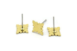 Earring Studs, 12 Raw Brass - Tiny Ethnic Motif Shaped Stud Earrings - Brass Earrings - Earrings (10x7x0.80mm) A2734
