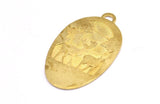 Brass Deer Charm, 1 Raw Brass Deer Textured Oval Charms With 1 Loop, Blanks (43.5x25x1.3mm) E216
