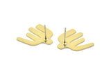 Earring Studs, 8 Raw Brass - Irregular Shaped Stud Earrings - Brass Earrings - Earrings (17x17x0.80mm) A2739