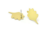 Brass Leaf Earring, 8 Raw Brass Leaf Shaped Stud Earrings, Findings (21x12x0.80mm) A2741