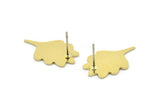 Brass Leaf Earring, 8 Raw Brass Leaf Shaped Stud Earrings, Findings (21x12x0.80mm) A2741