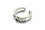 Silver Ring Settings, 2 Antique Silver Plated Brass Moon Phases Ring With 1 Stone Setting - Pad Size 4mm V134 H1481