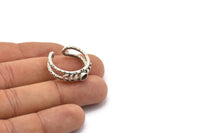 Silver Ring Settings, 2 Antique Silver Plated Brass Moon Phases Ring With 1 Stone Setting - Pad Size 4mm V134 H1481
