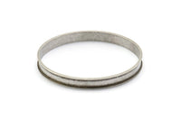 Silver Channel Bracelet - Antique Silver Plated Brass Channel Bangle Setting -Glue On- (8x66.5mm) V032 H1509